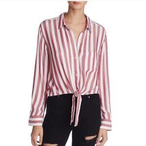Rails Val Dali Red White Striped Tie Front Button Down Shirt, Small